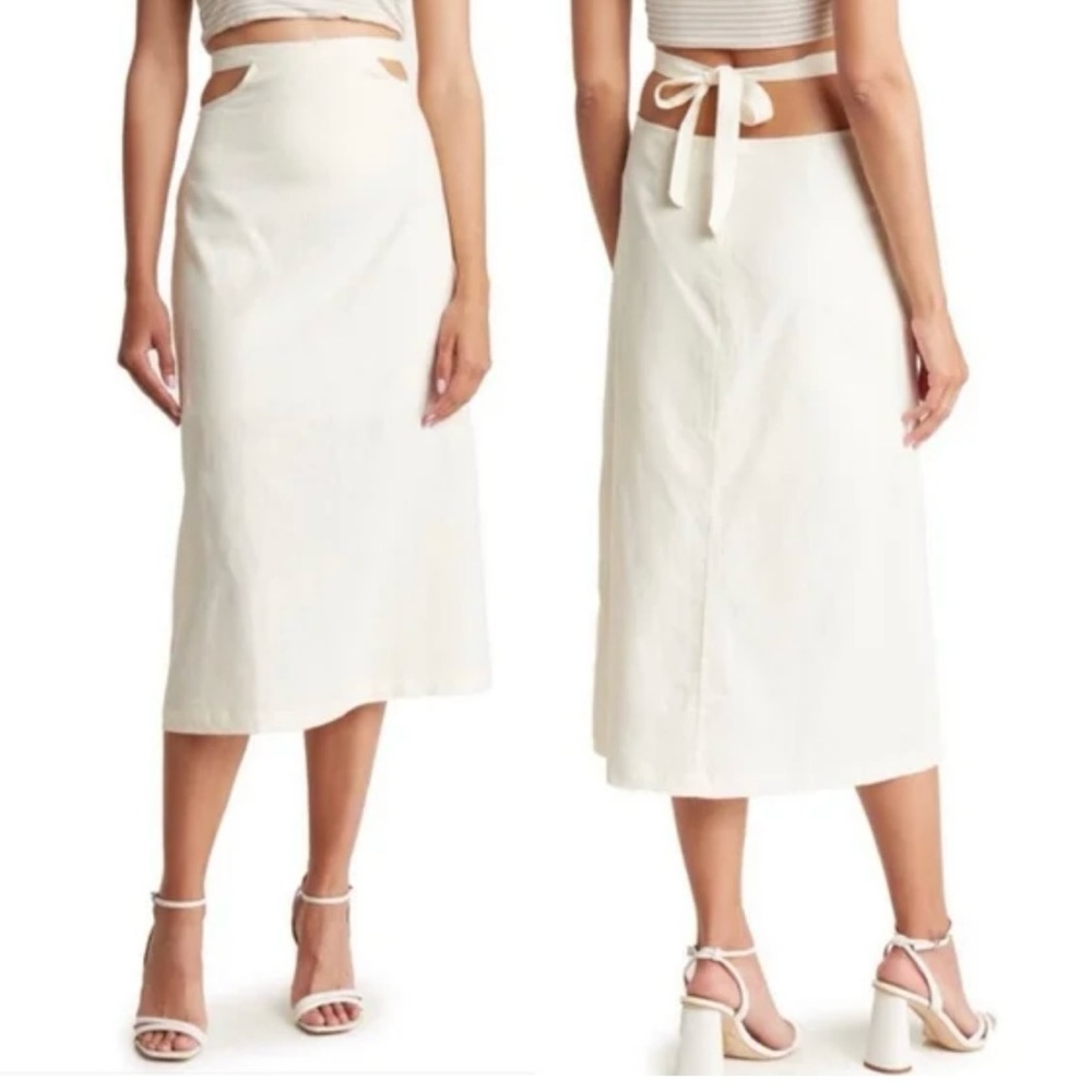 WeWoreWhat Linen Blend Cutout Skirt Size XL In Whisper White NWT